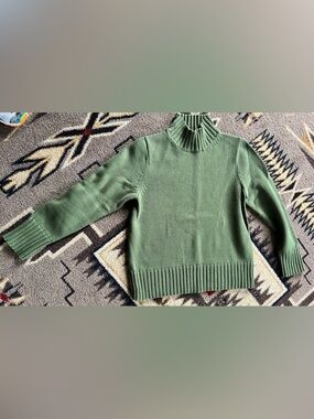 J. Crew Olive Green Ribbed Turtleneck Sweater size M.